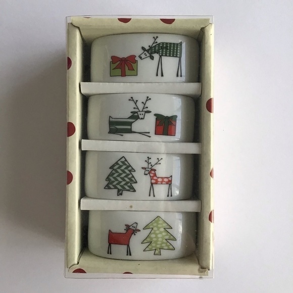 SET OF 4 Porcelain Reindeer Napkin Rings Christmas Holiday Xmas BIA Cordon Bleu - Picture 4 of 13